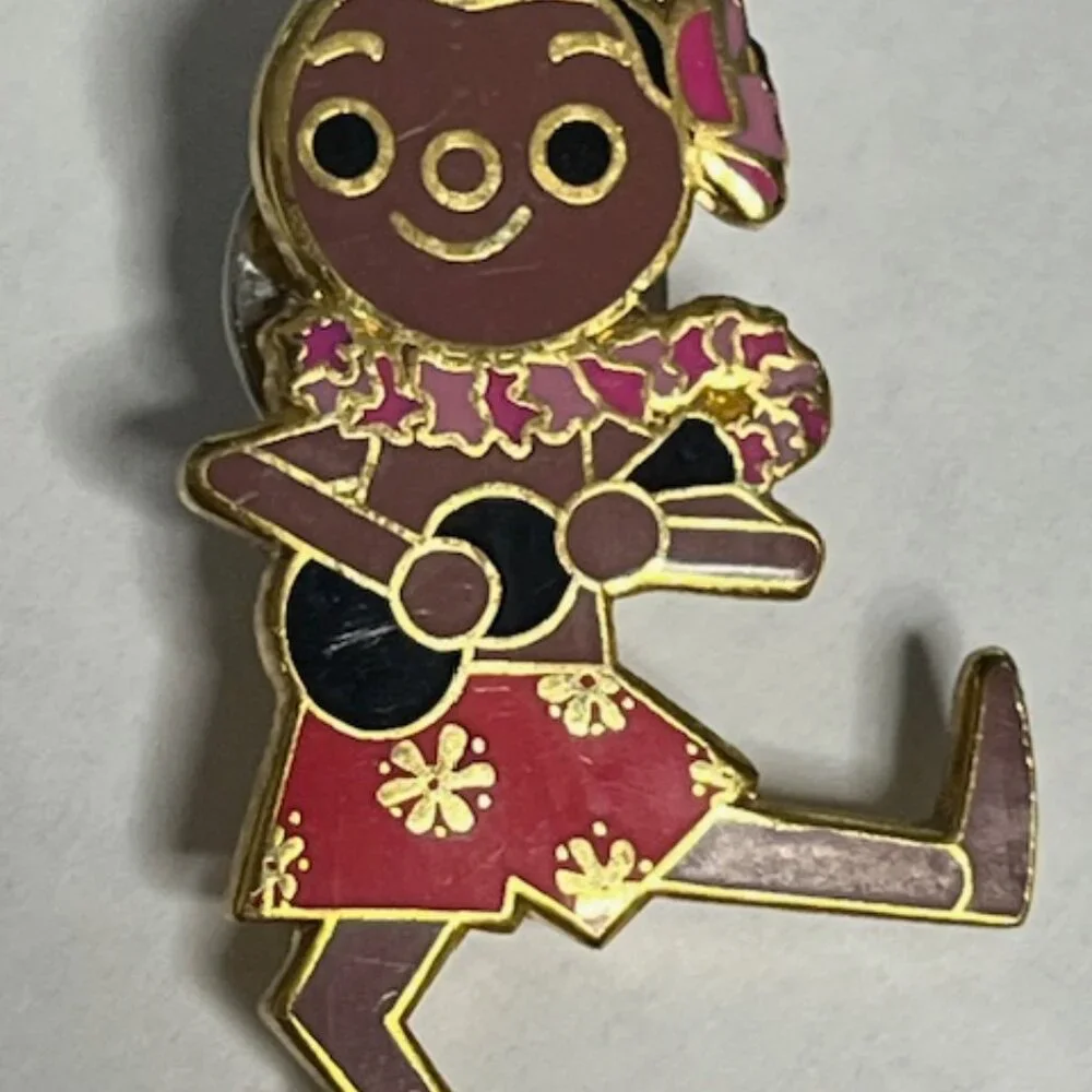 Disney Dangling Surfer Doll w/Ukulele Small World Trading Lapel Hat Vest Pin